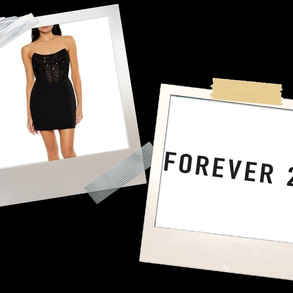 Forever 21 Black Strapless Sequin Dress